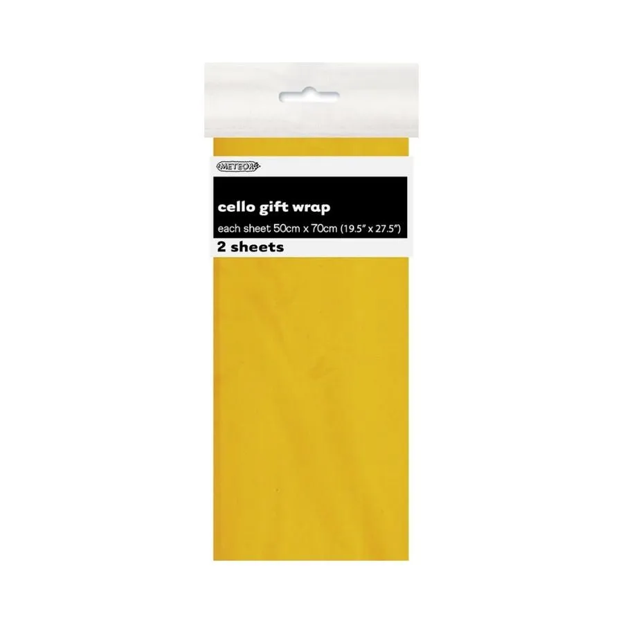 2pk Yellow Premium Cello Wrap Sheet 50x70cm