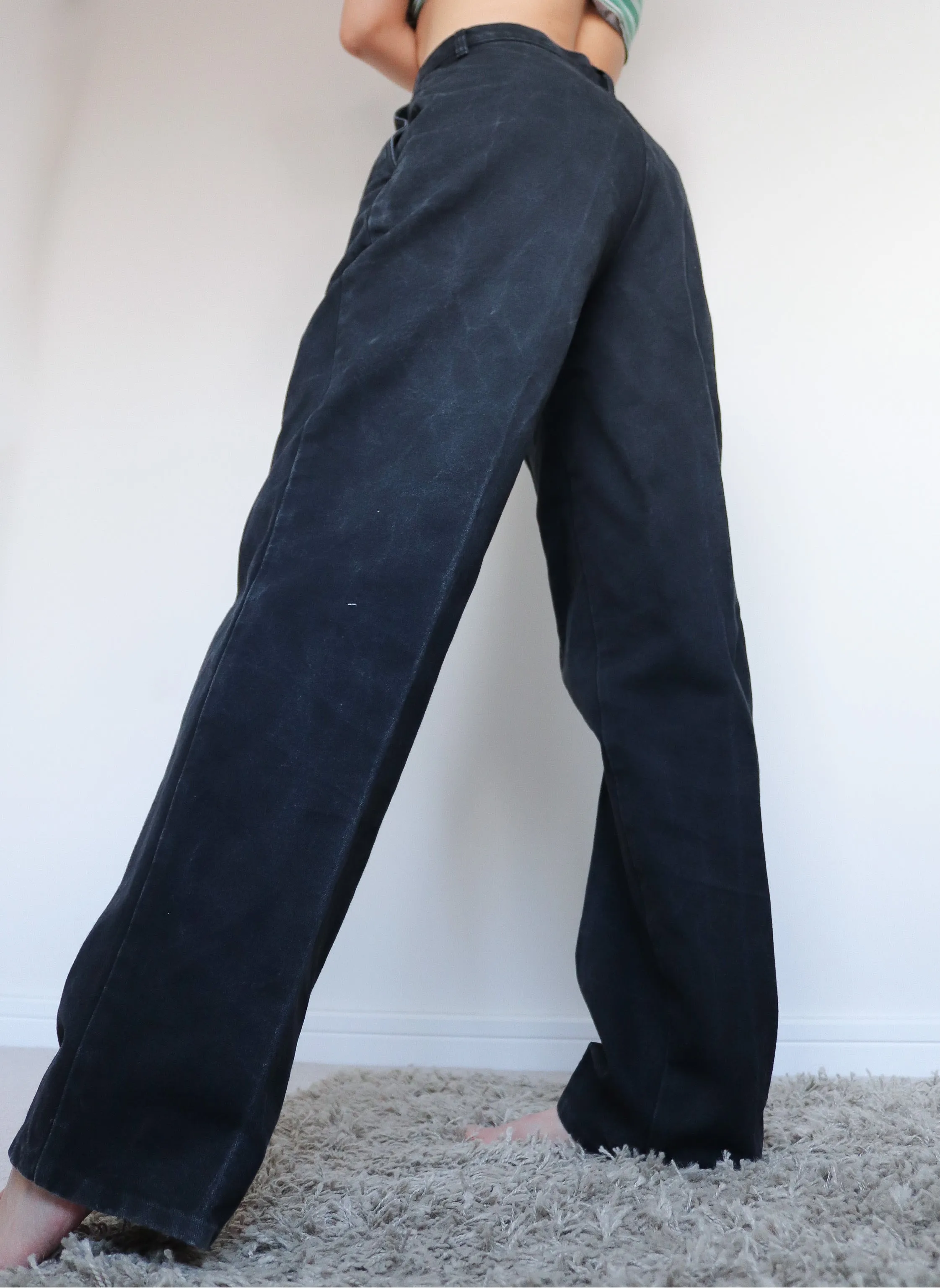 90s VINTAGE JEANS HIGH WAISTED BLACK JEANS TROUSERS