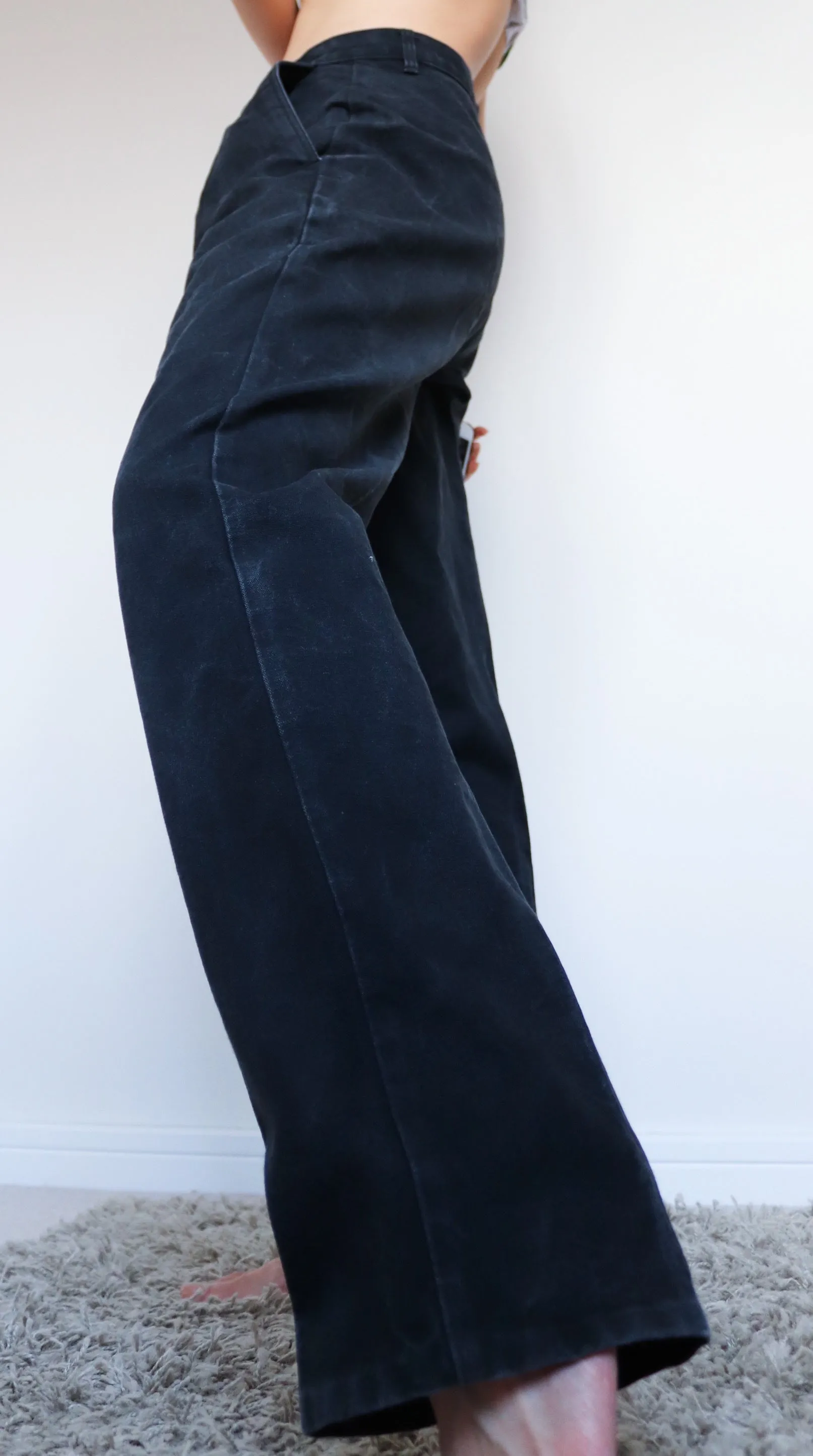 90s VINTAGE JEANS HIGH WAISTED BLACK JEANS TROUSERS