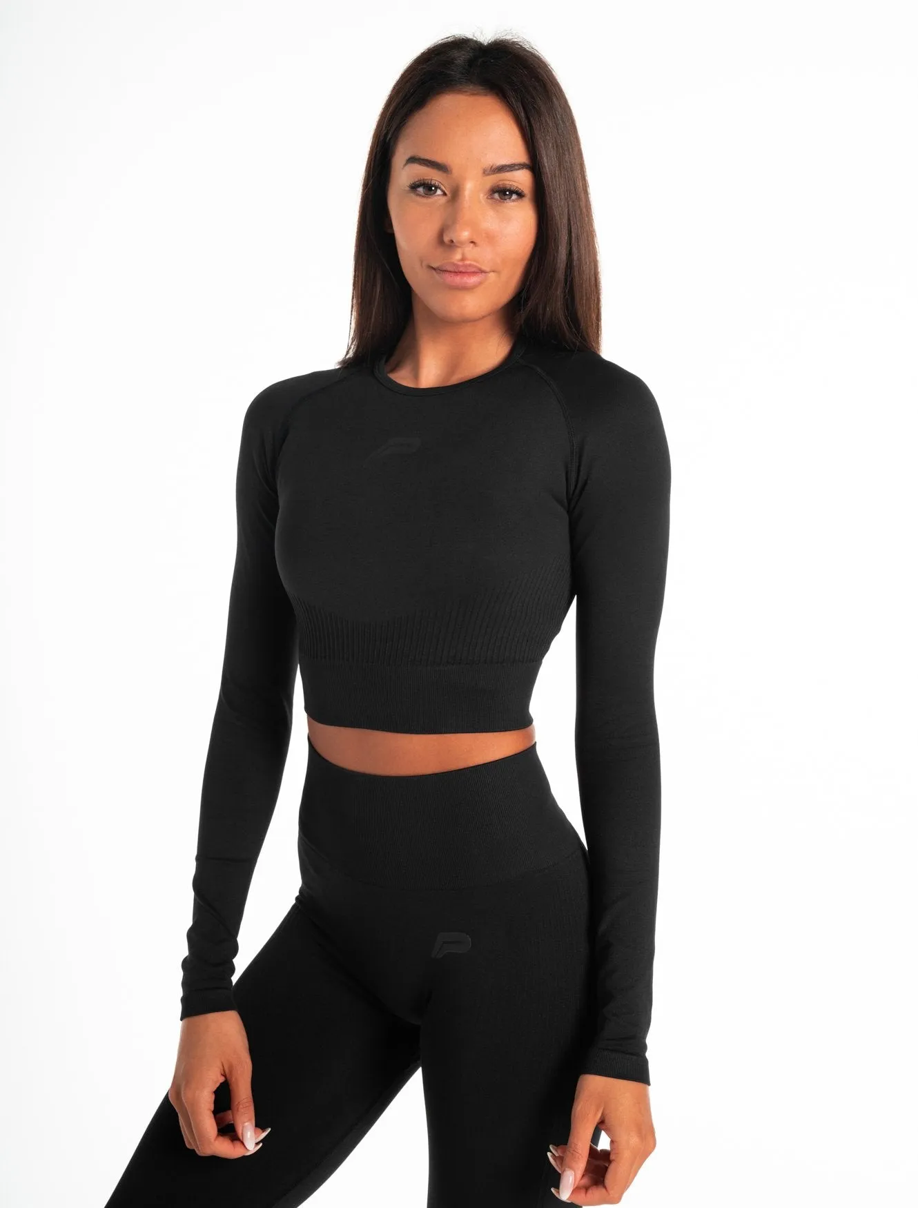 ADAPT Seamless Long Sleeve Crop Top - Blackout