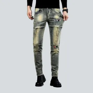 Aged stretchy men's jeans