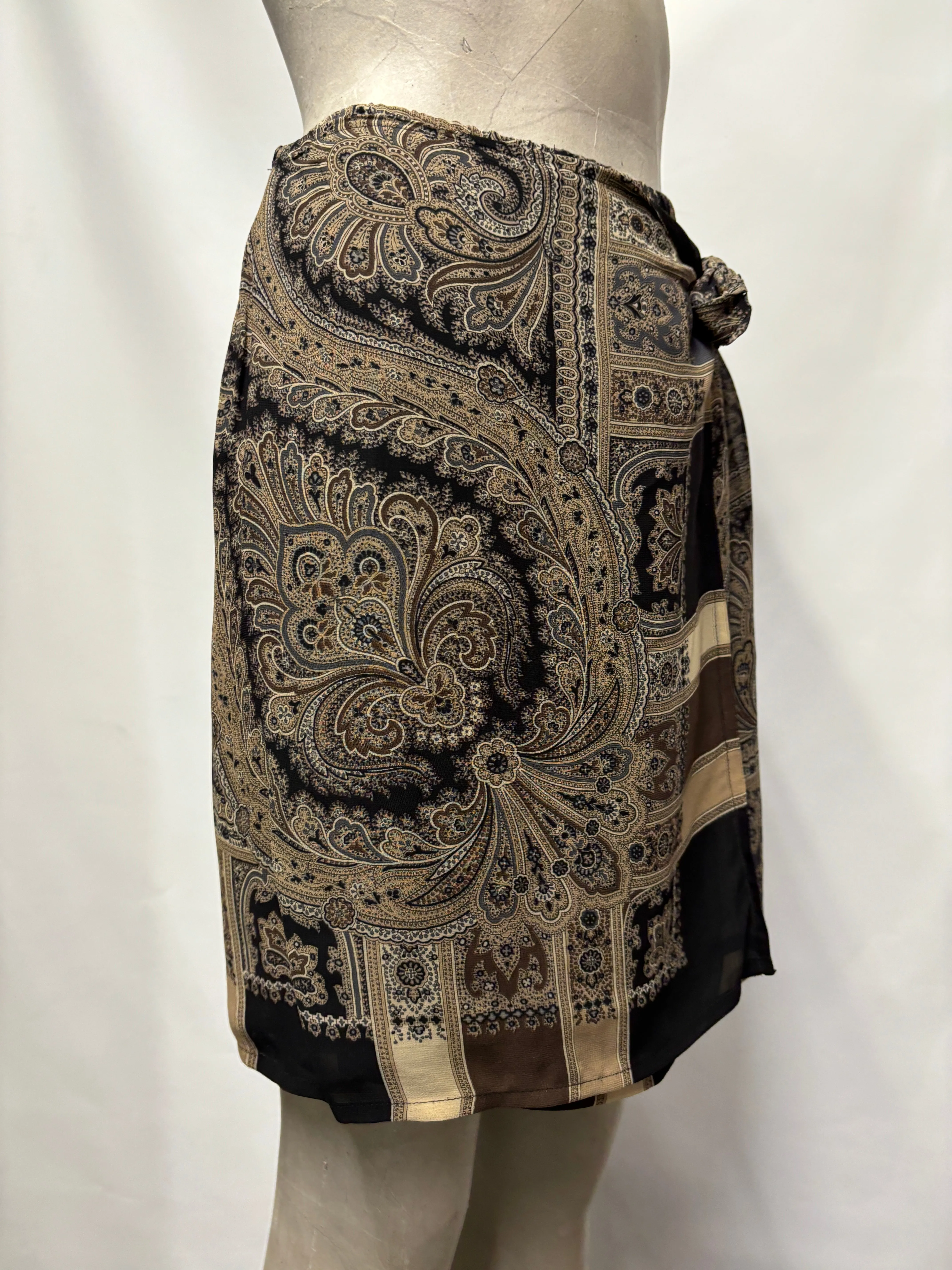 Ann Taylor Brown Paisley Mini Wrap Skirt Small