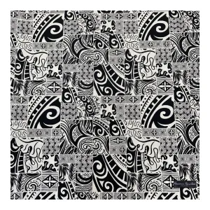 ［Black and White］Tapa Hawaiian Print Gift Wrapping Fabric / Furoshiki -1223FB-BL4