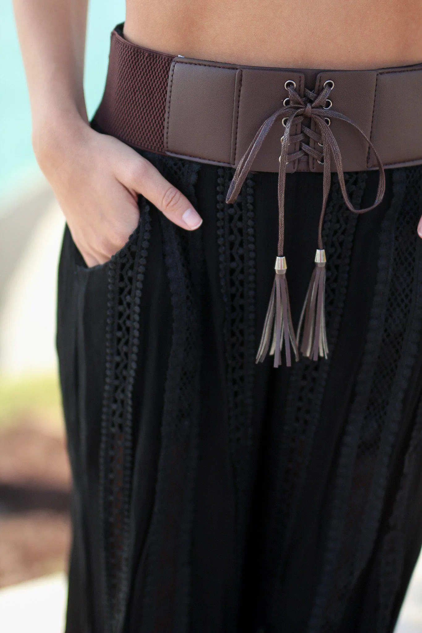 Black Bottoms with Belt and Tassels