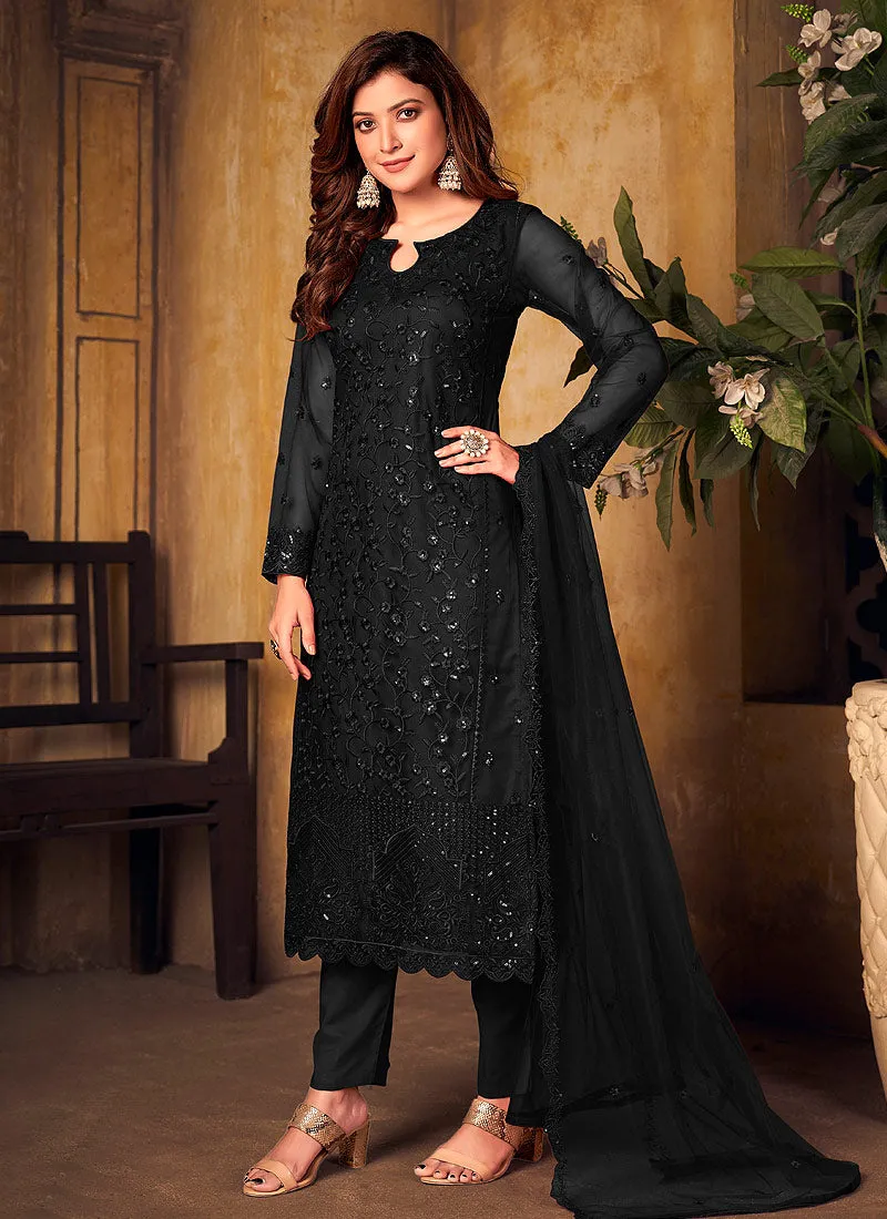 Black Sequence Traditional Pakistani Salwar Kameez