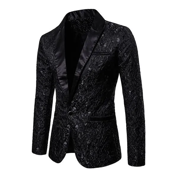 Blazer à un bouton en jacquard vintage pour homme