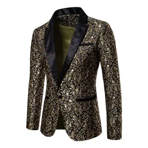 Blazer à un bouton en jacquard vintage pour homme