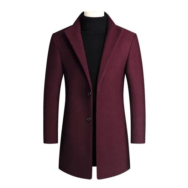 Blazer Vintage à Revers Longs pour Hommes de Couleur Unie