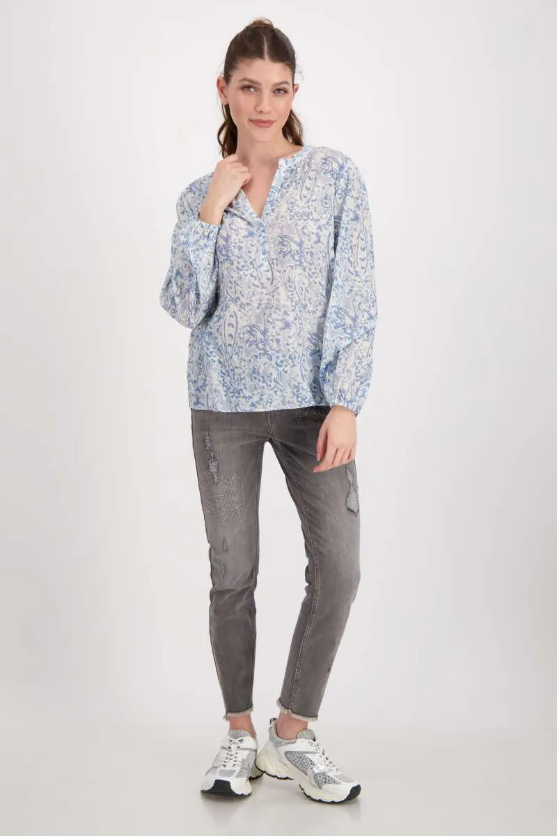 Blouse Paisley Allover in Soft Sky Pattern 806912MNR by Monari