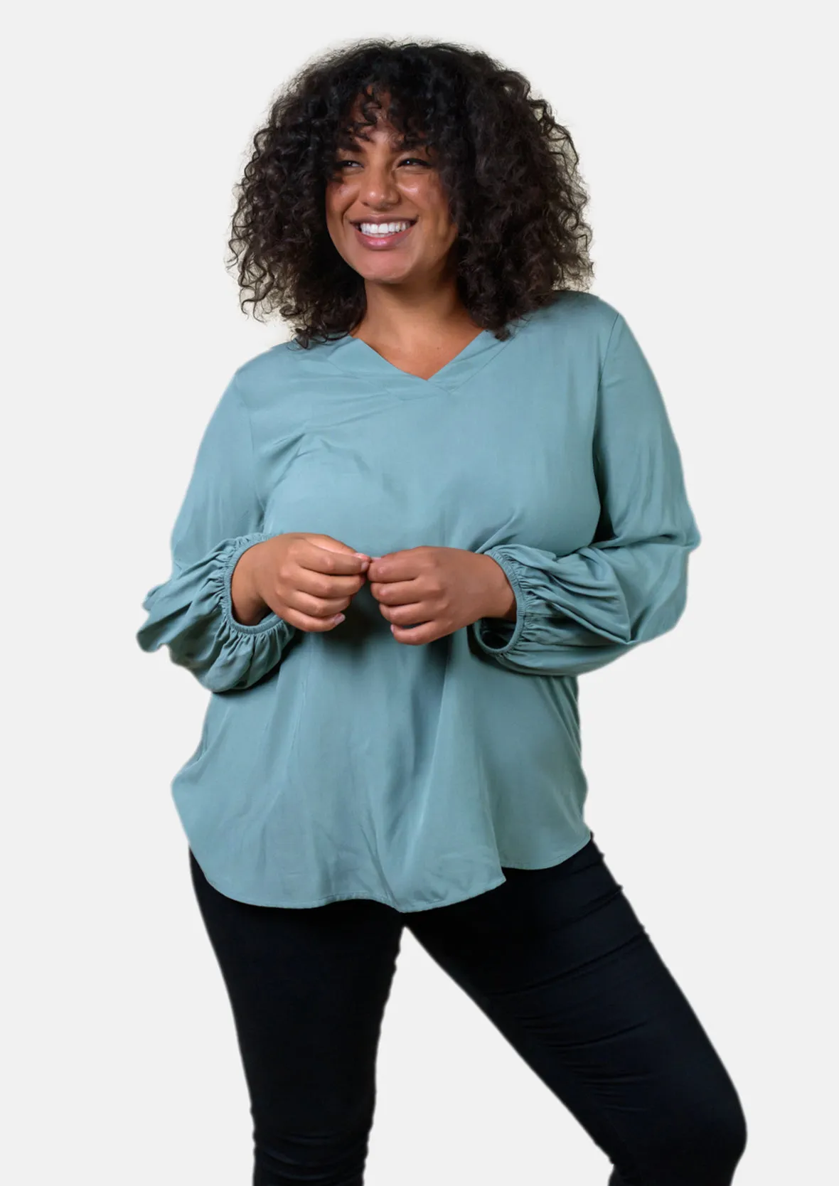 Blouson Sleeve V-Neck Top