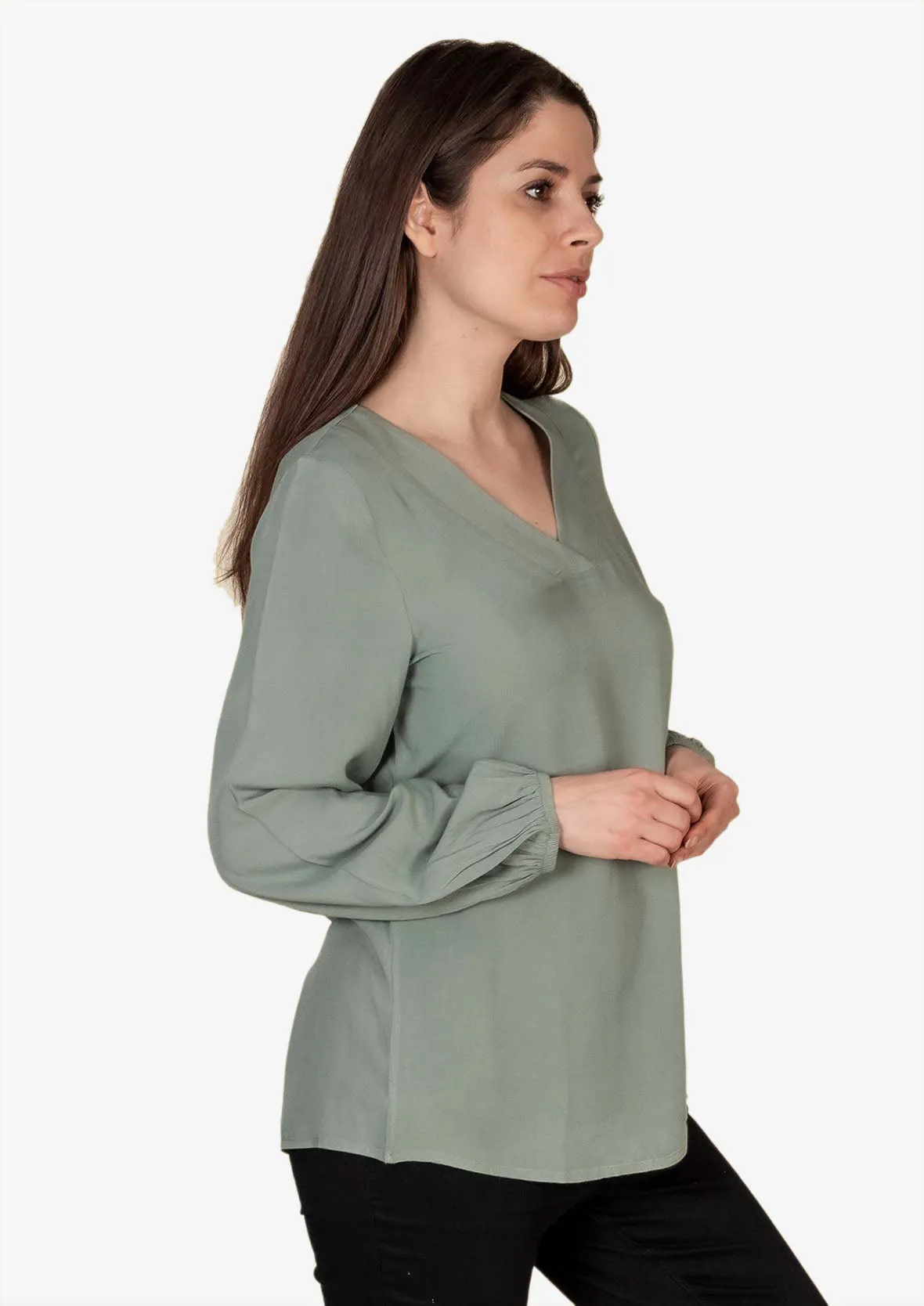 Blouson Sleeve V-Neck Top