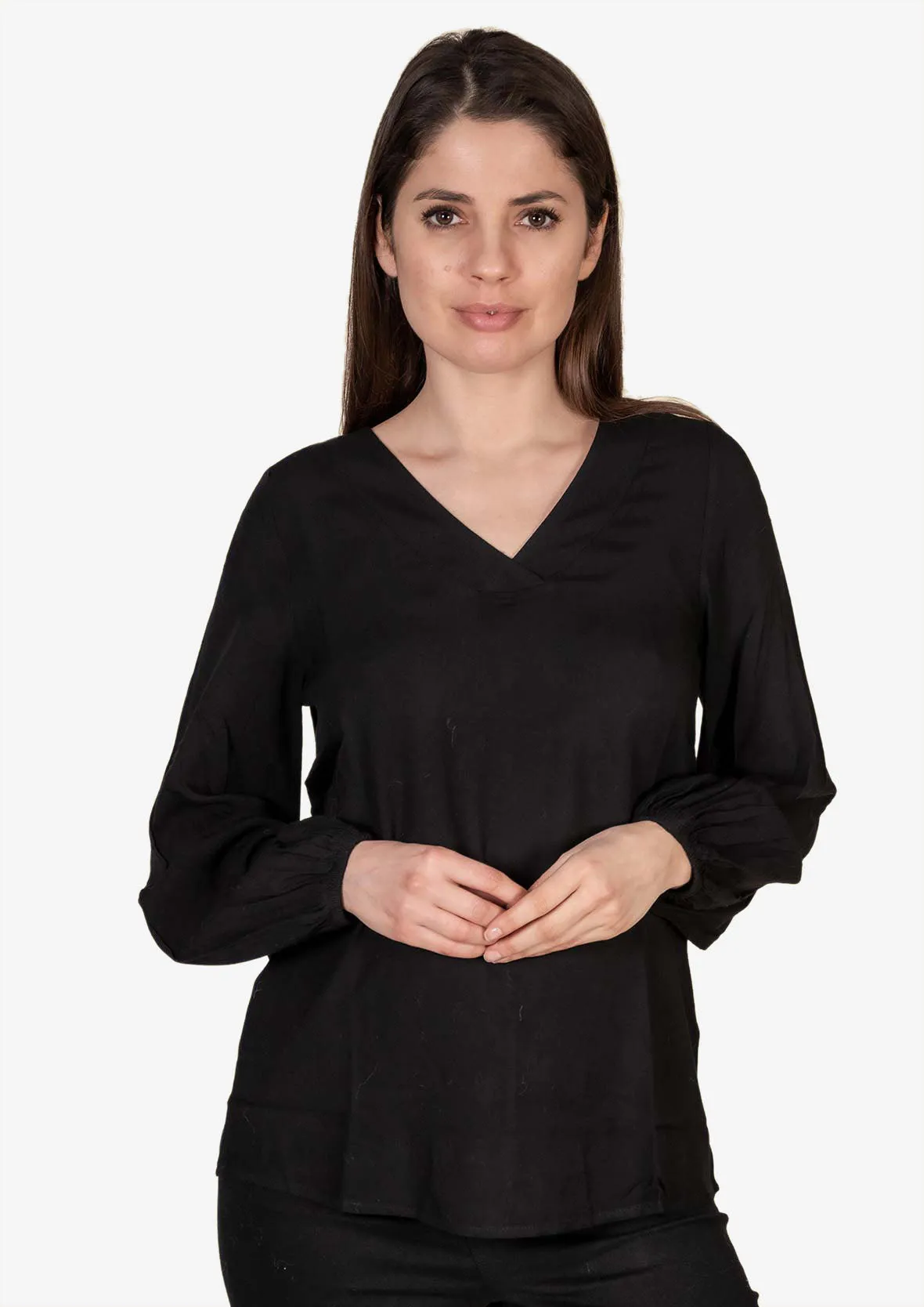 Blouson Sleeve V-Neck Top