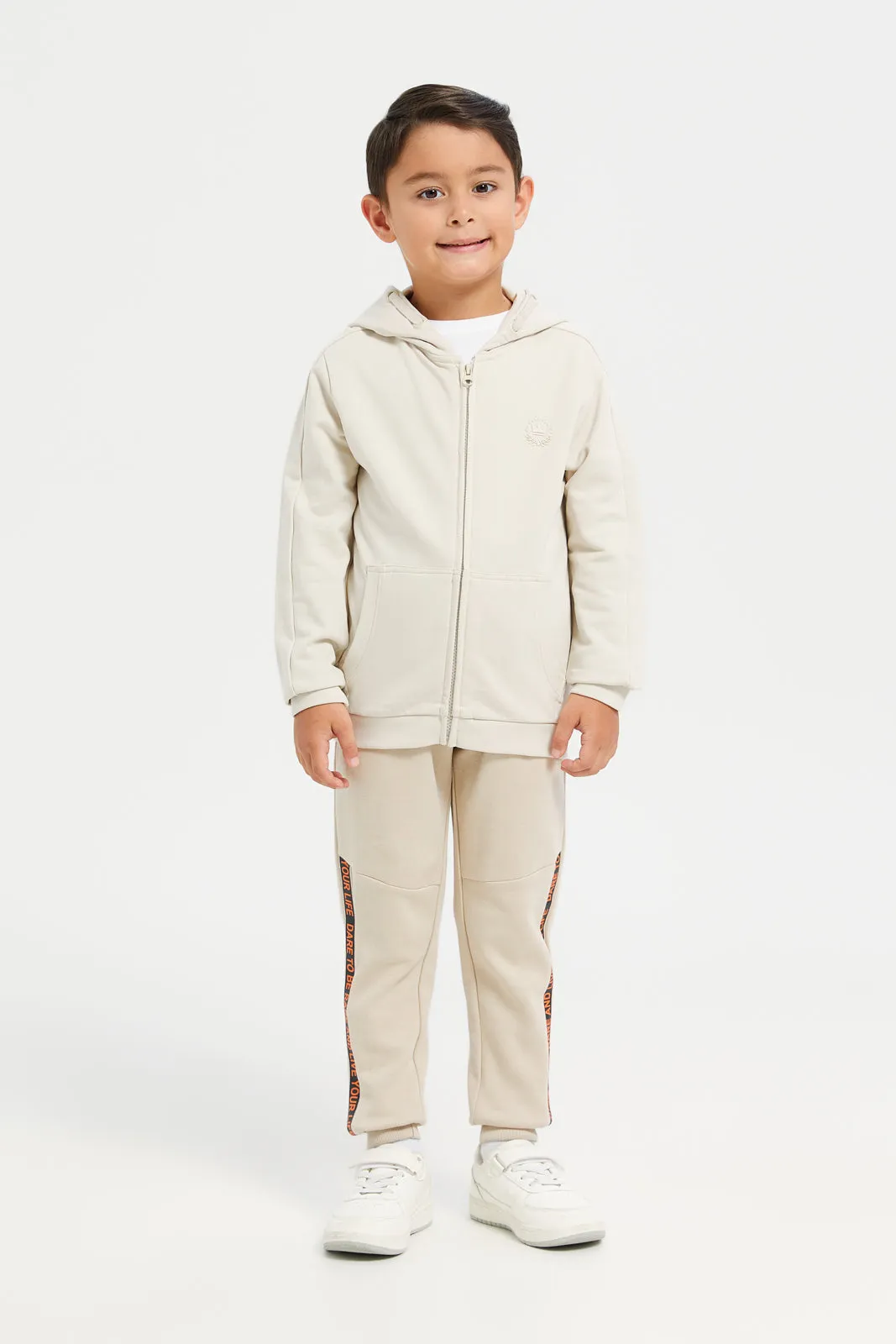 Boys Beige Soft Track Pants