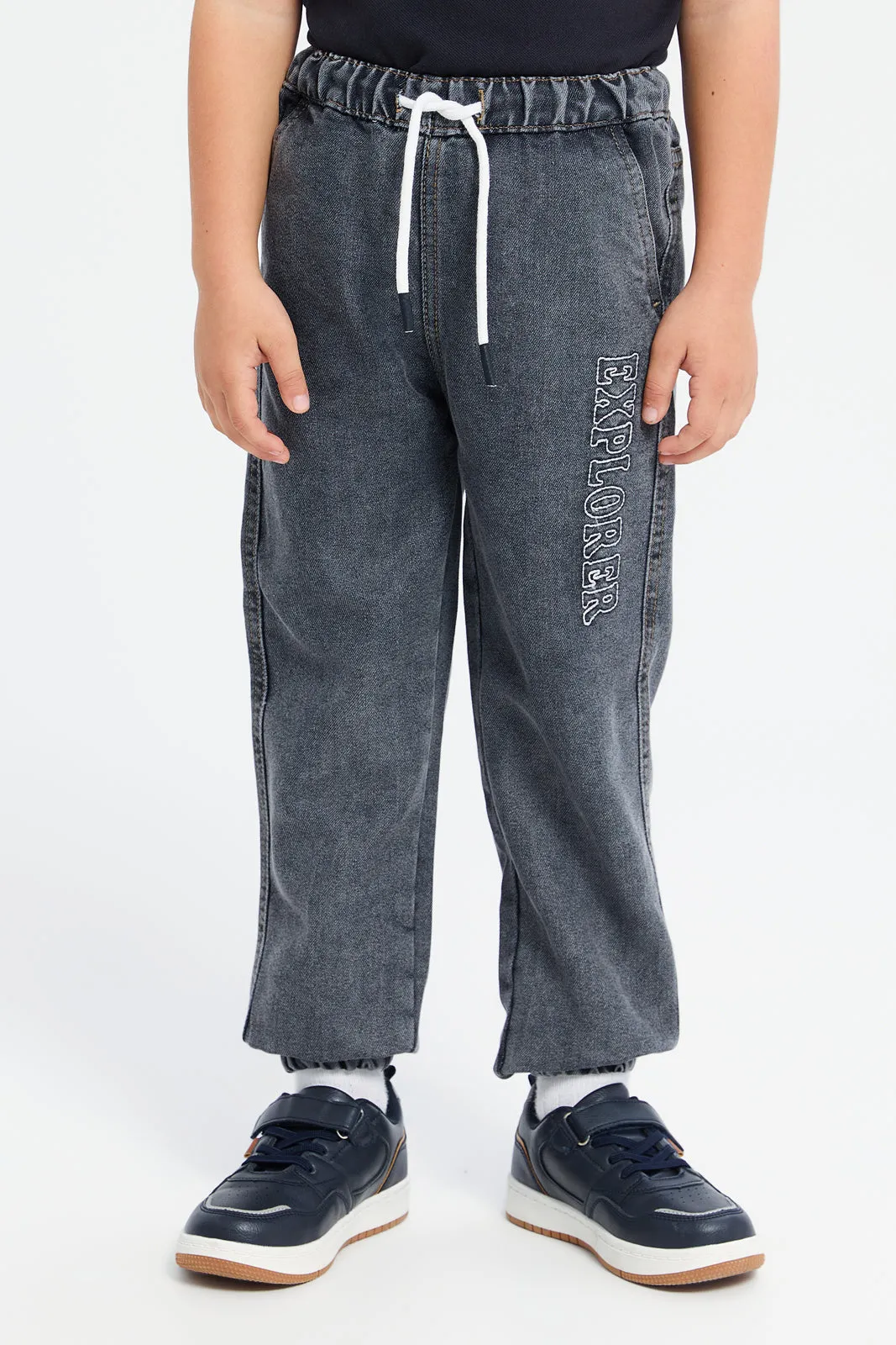 Boys Grey Loose Fit Explorer Joggers