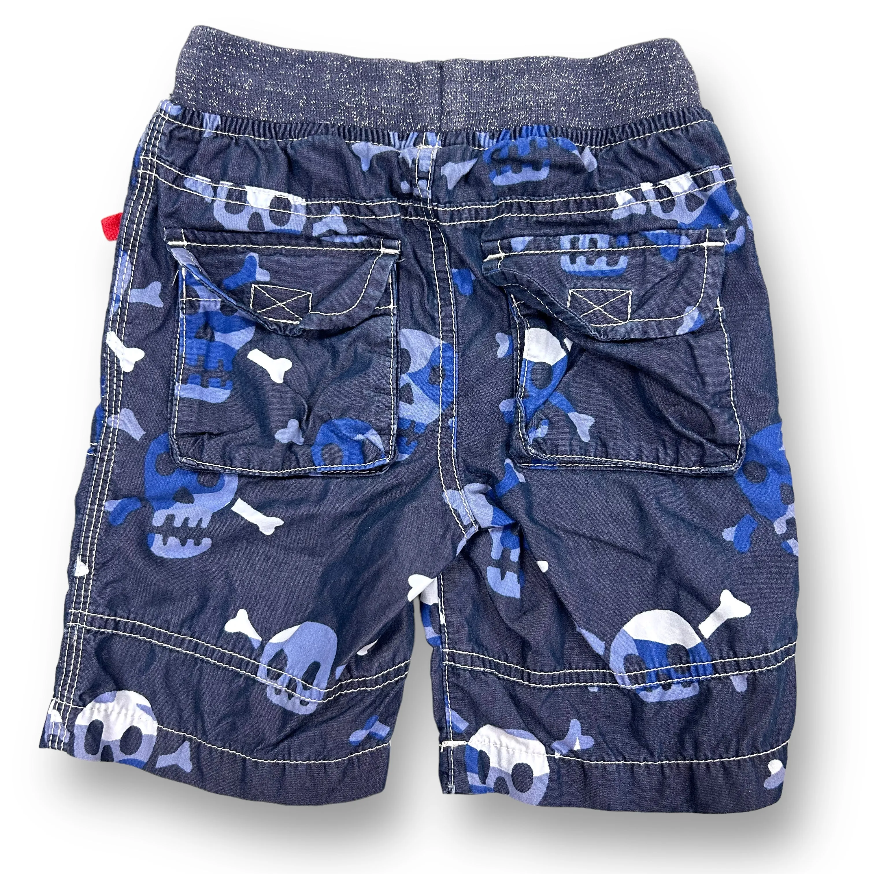 Boys Mini Boden Size 3 Navy Zippered Pockets Pull-On Shorts