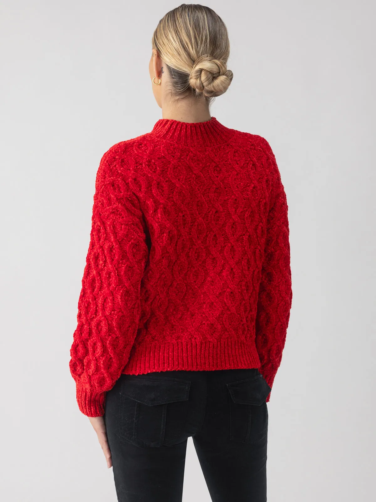 Cable Mock Neck Sweater Mars Red