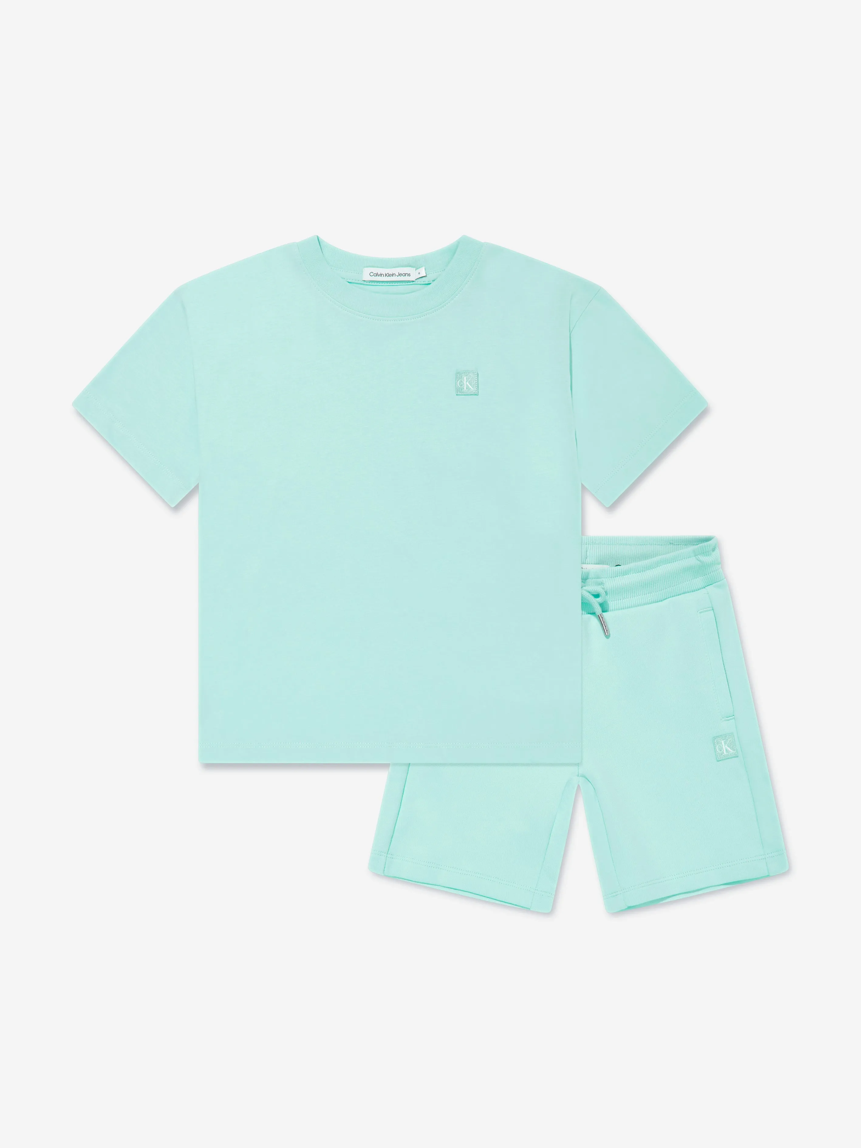 Calvin Klein Kids Mono Mini Badge Shorts Set in Blue