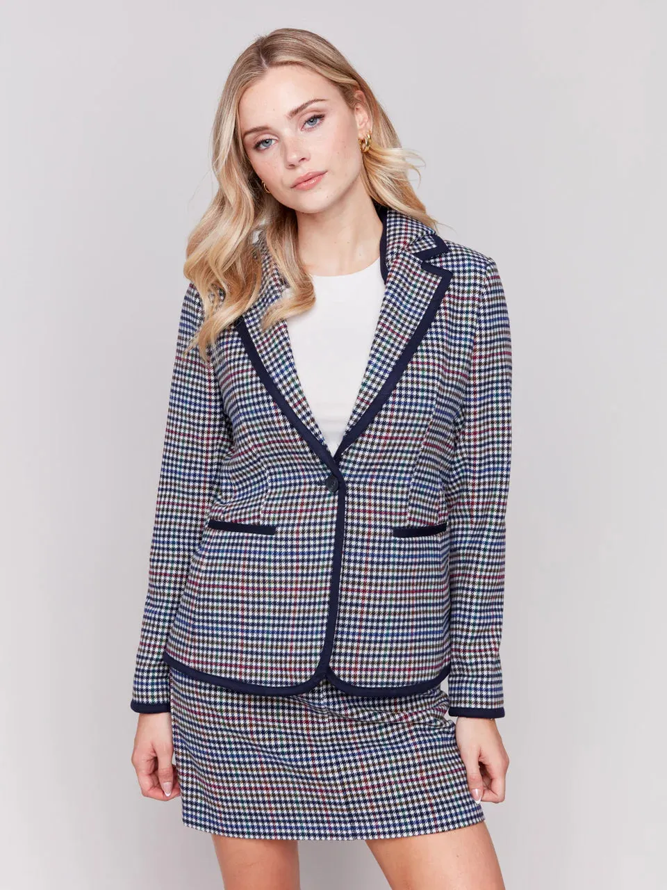 Charlie B Plaid Blazer with Removable Hood - C6314-091C