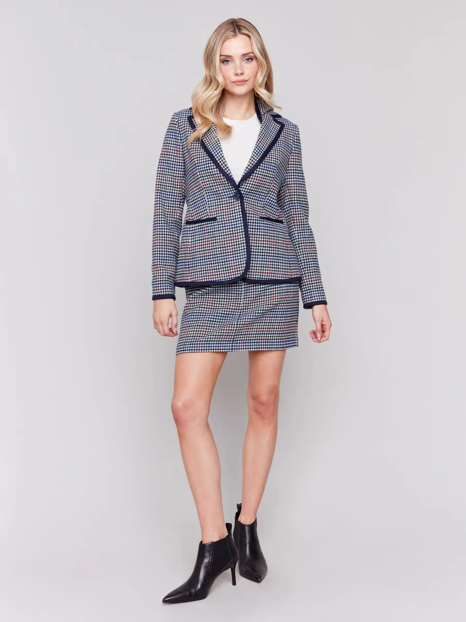 Charlie B Plaid Blazer with Removable Hood - C6314-091C