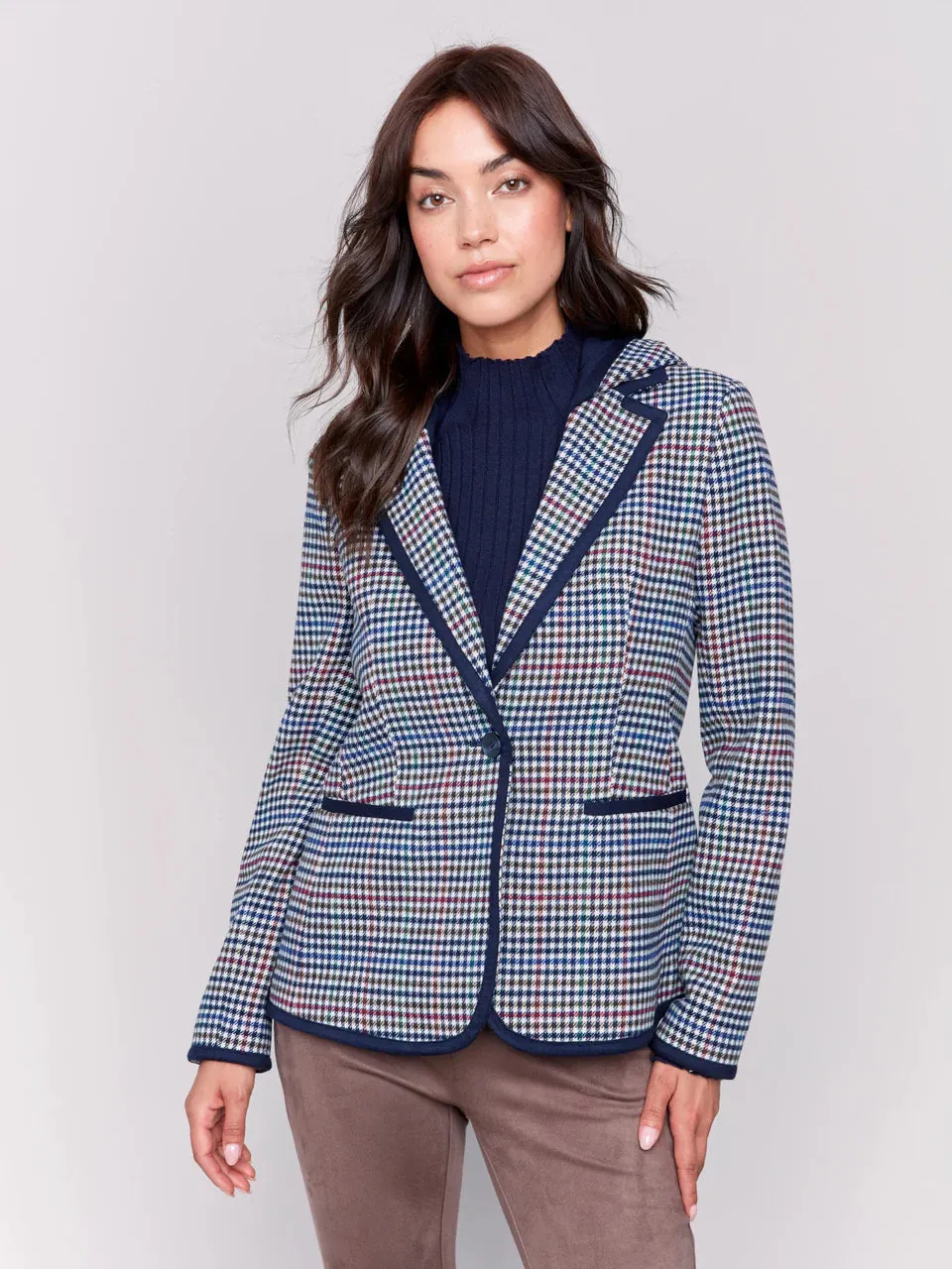 Charlie B Plaid Blazer with Removable Hood - C6314-091C