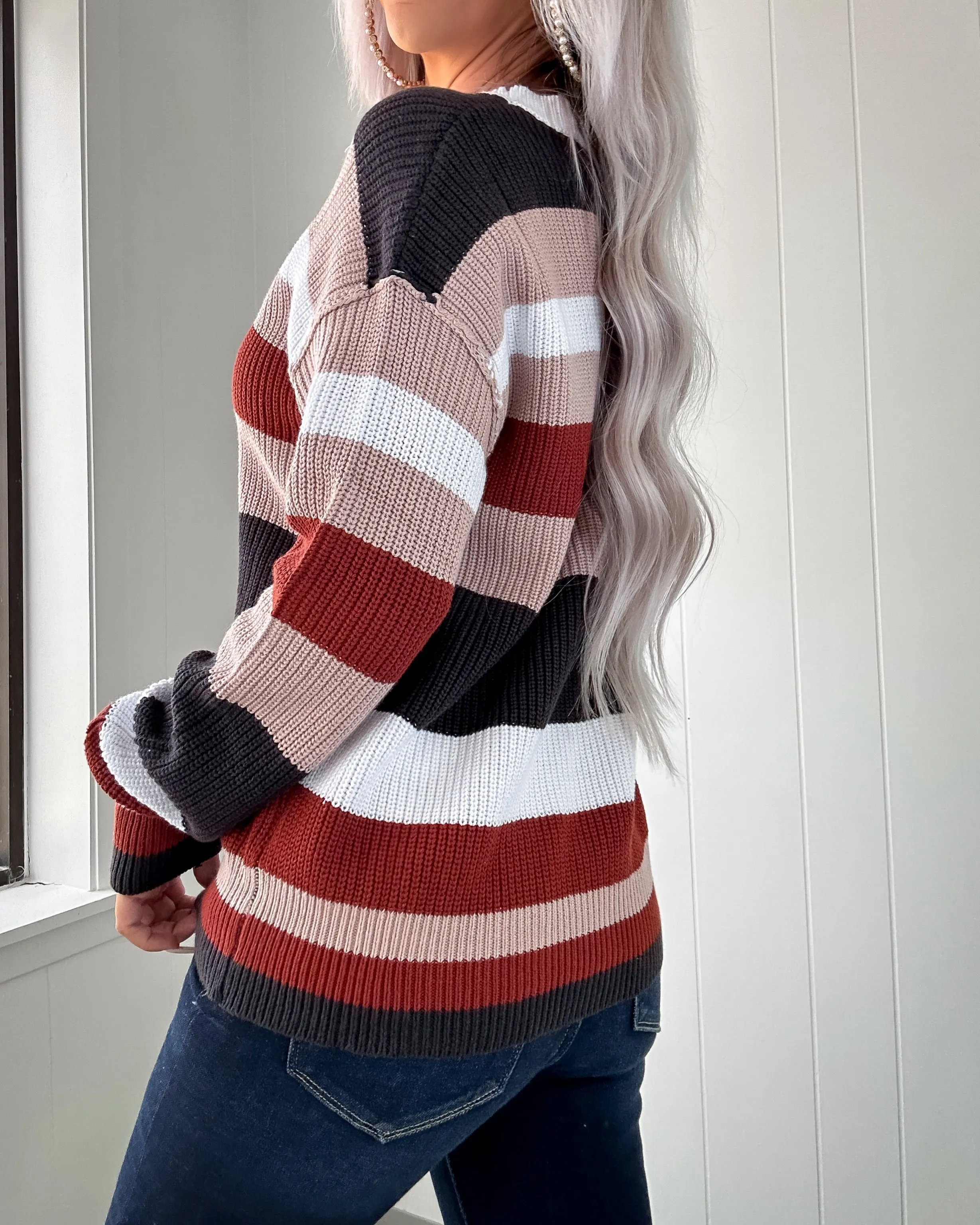 Cozy Corner Colorblock Knit Sweater - Taupe