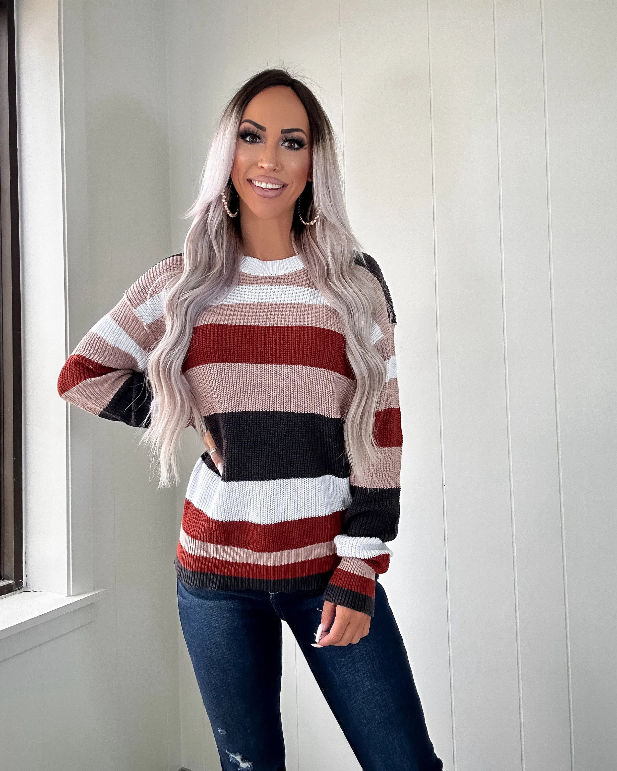 Cozy Corner Colorblock Knit Sweater - Taupe