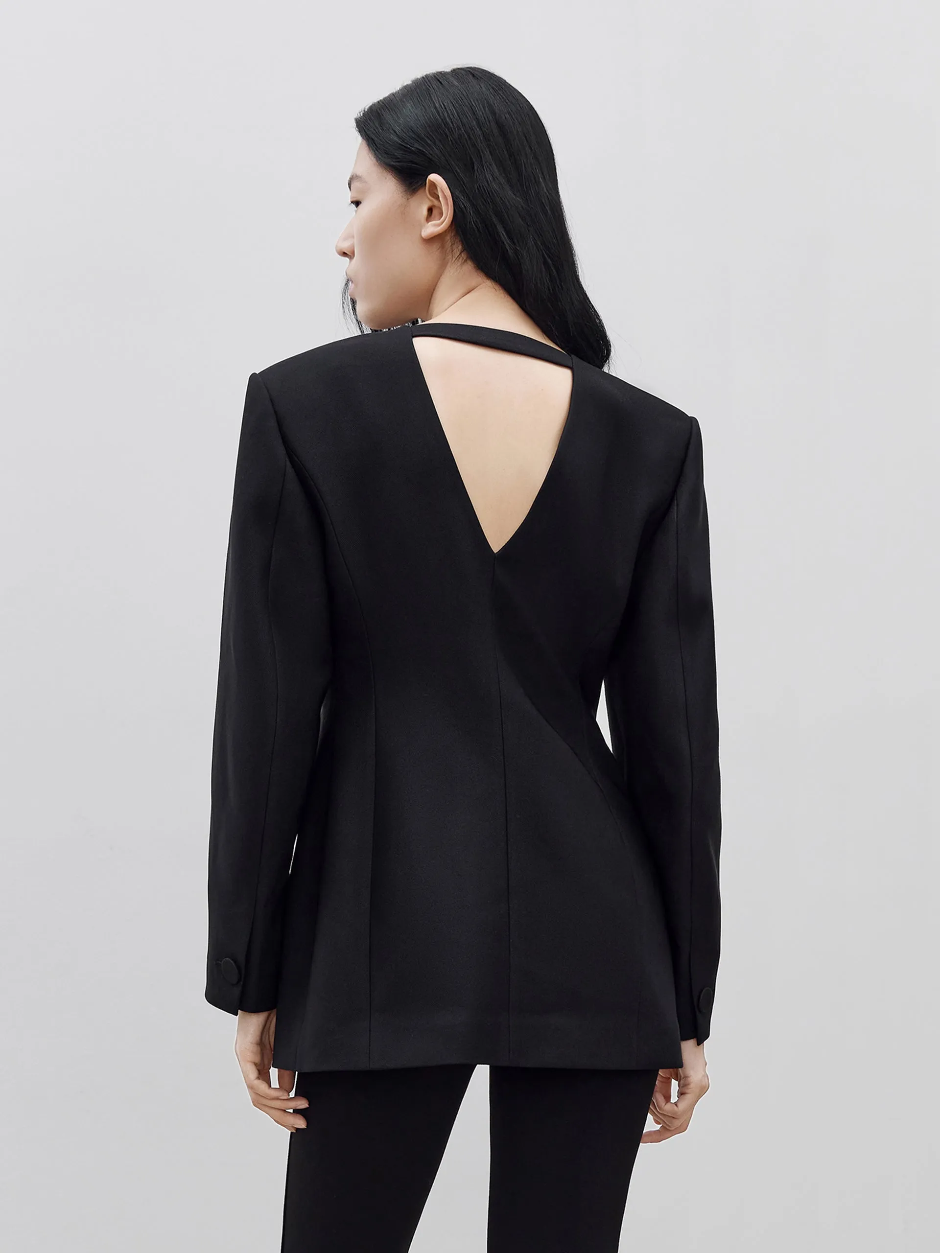 Cutout Back Single Breasted Blazer