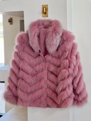 Di3340 Reversible Fur Jacket - Pink