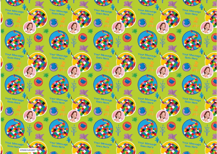 Elmer The Patchwork Elephant Personalised Birthday Wrapping Paper