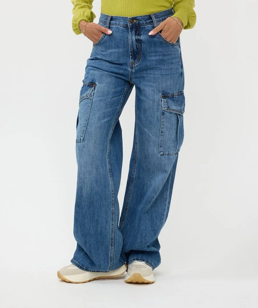 ESQUALO WIDE LEG CARGO JEAN