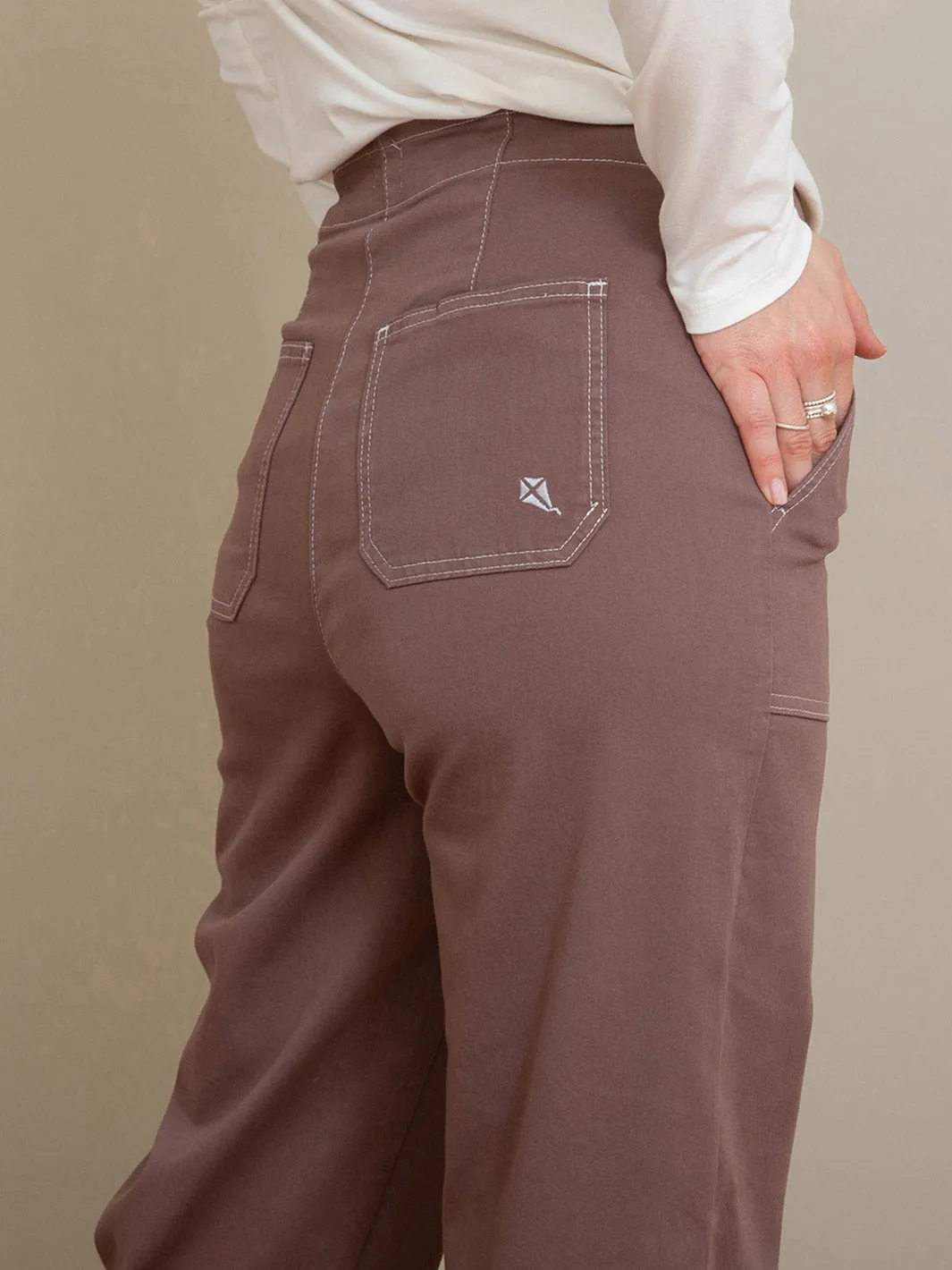 Evershot wide leg twill trousers mocha