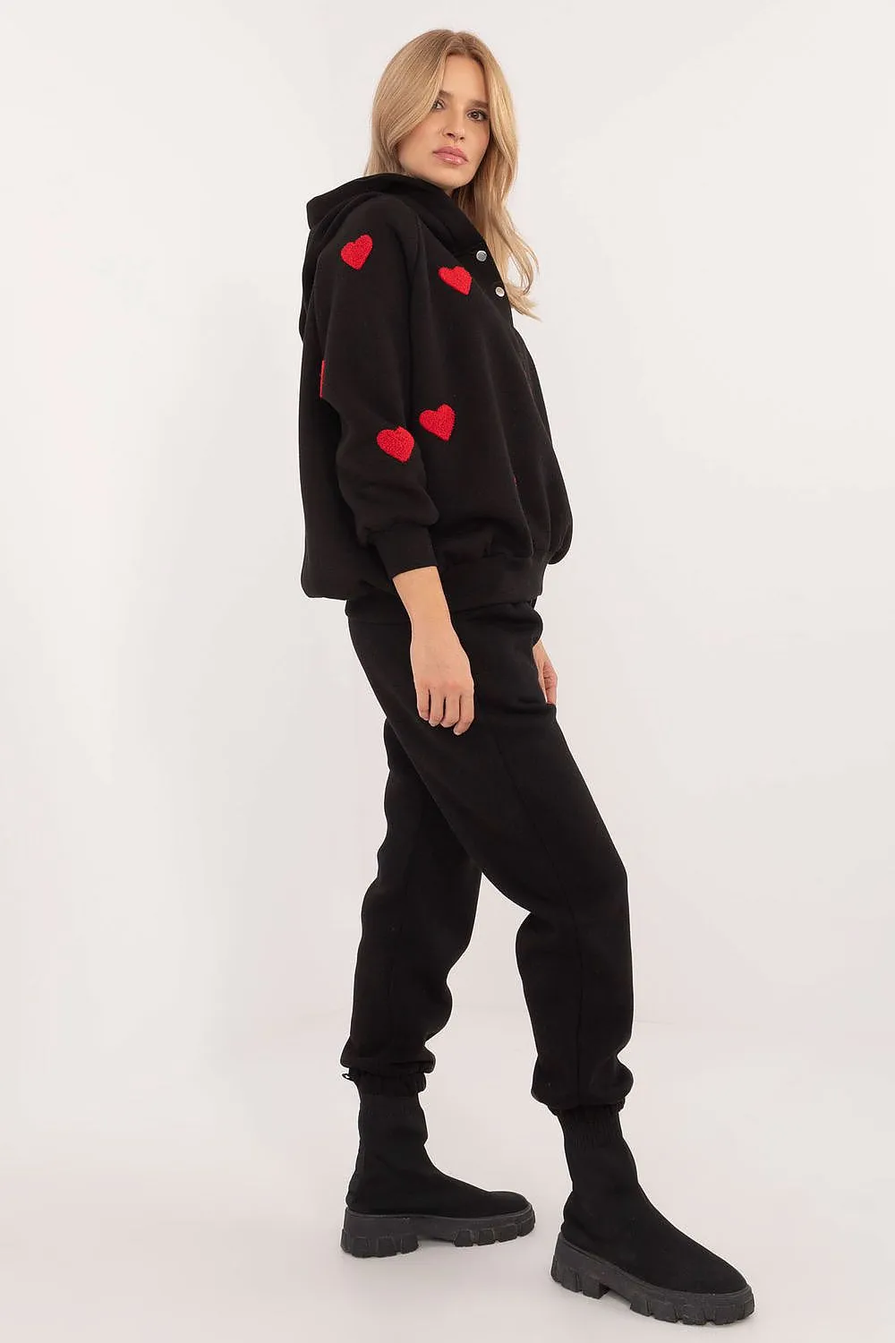 Factory Price Queen Of Hearts Two Piece Sweat Lounge Set