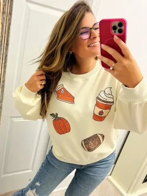 Fall Sequin Crewneck Sweatshirt by Simply Southern