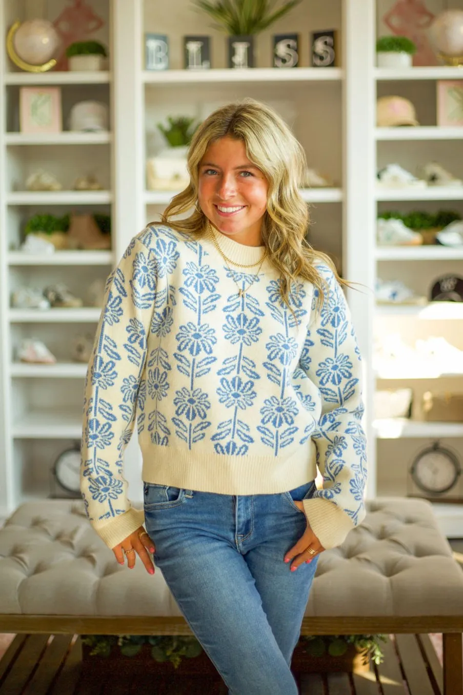 Flower Pattern Sweater Pullover