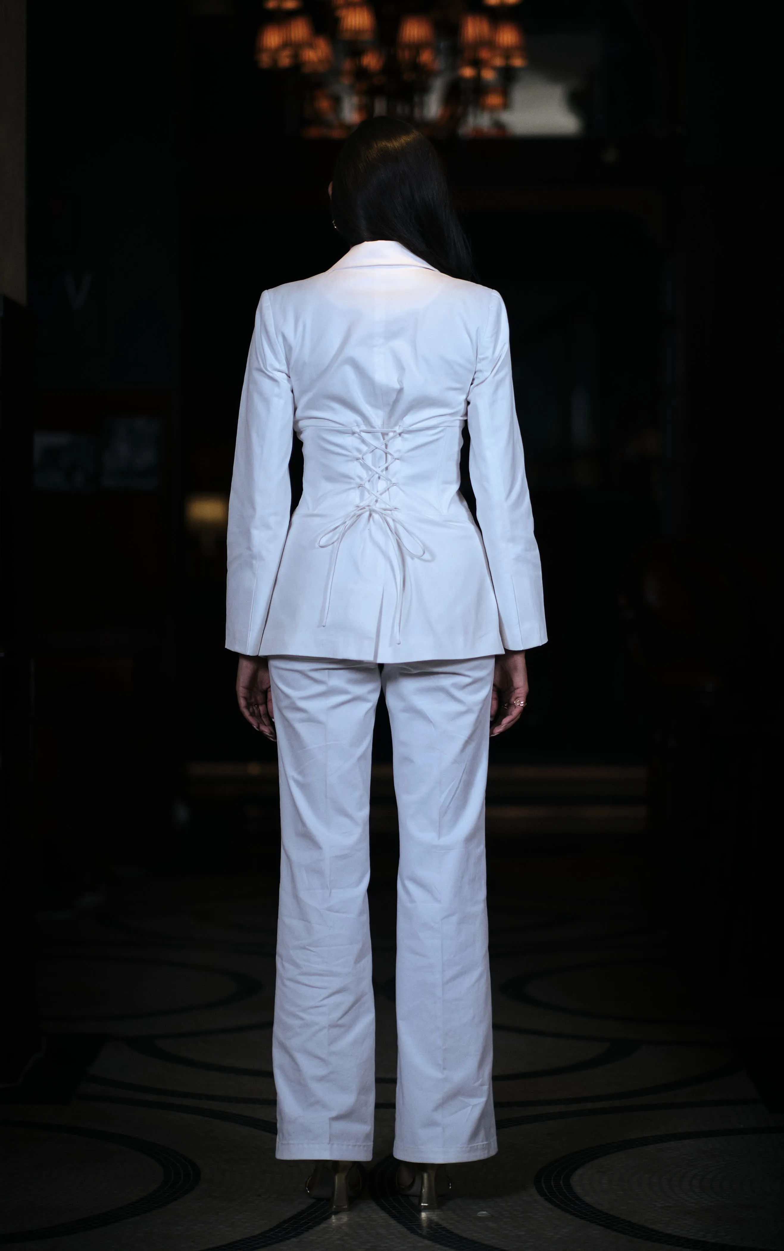 Formal White Sharp Corset Blazer