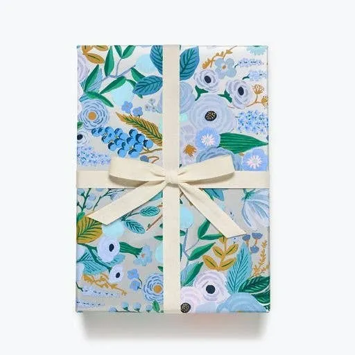 garden party blue continuous wrapping roll