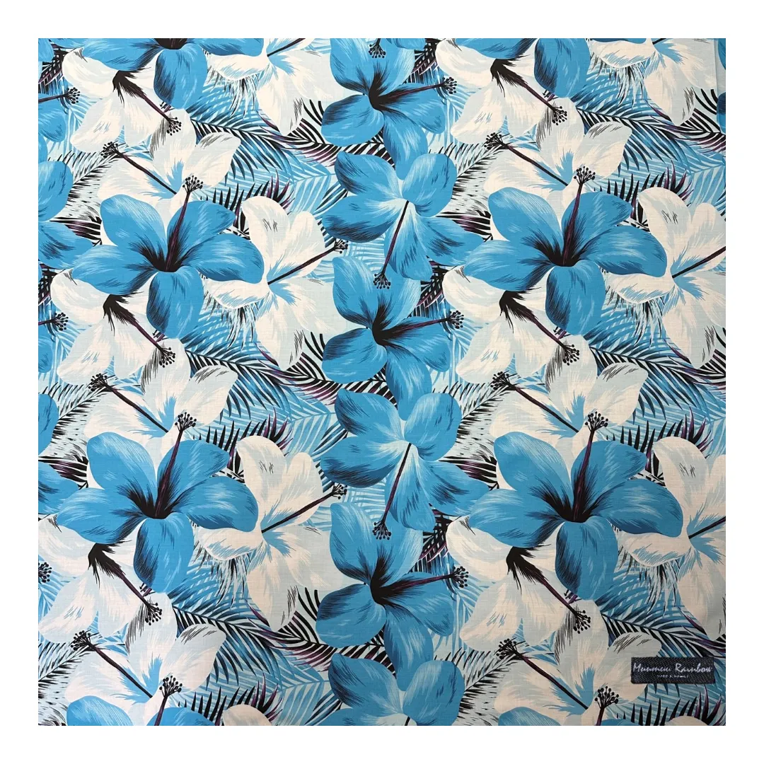 Gift Wrapping Fabric / Furoshiki  - Blue & White Hibiscus / 1223FB-BLU3