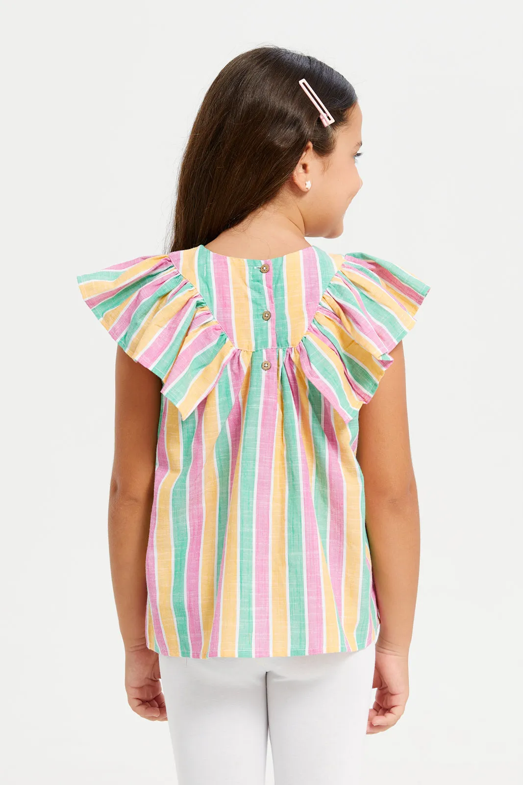 Girls Assorted Striped flutter Blouse