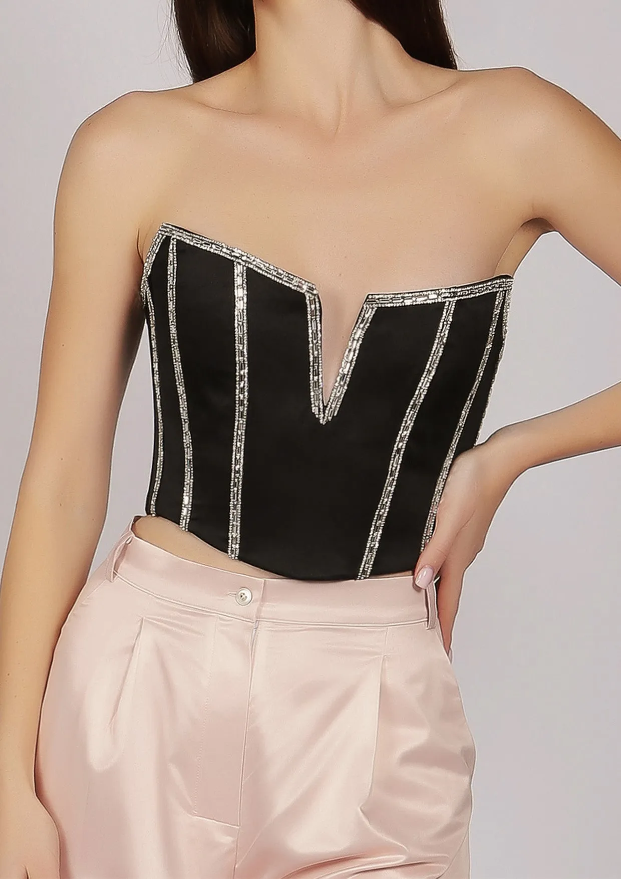 Glow Satin Swarovski Corset Top