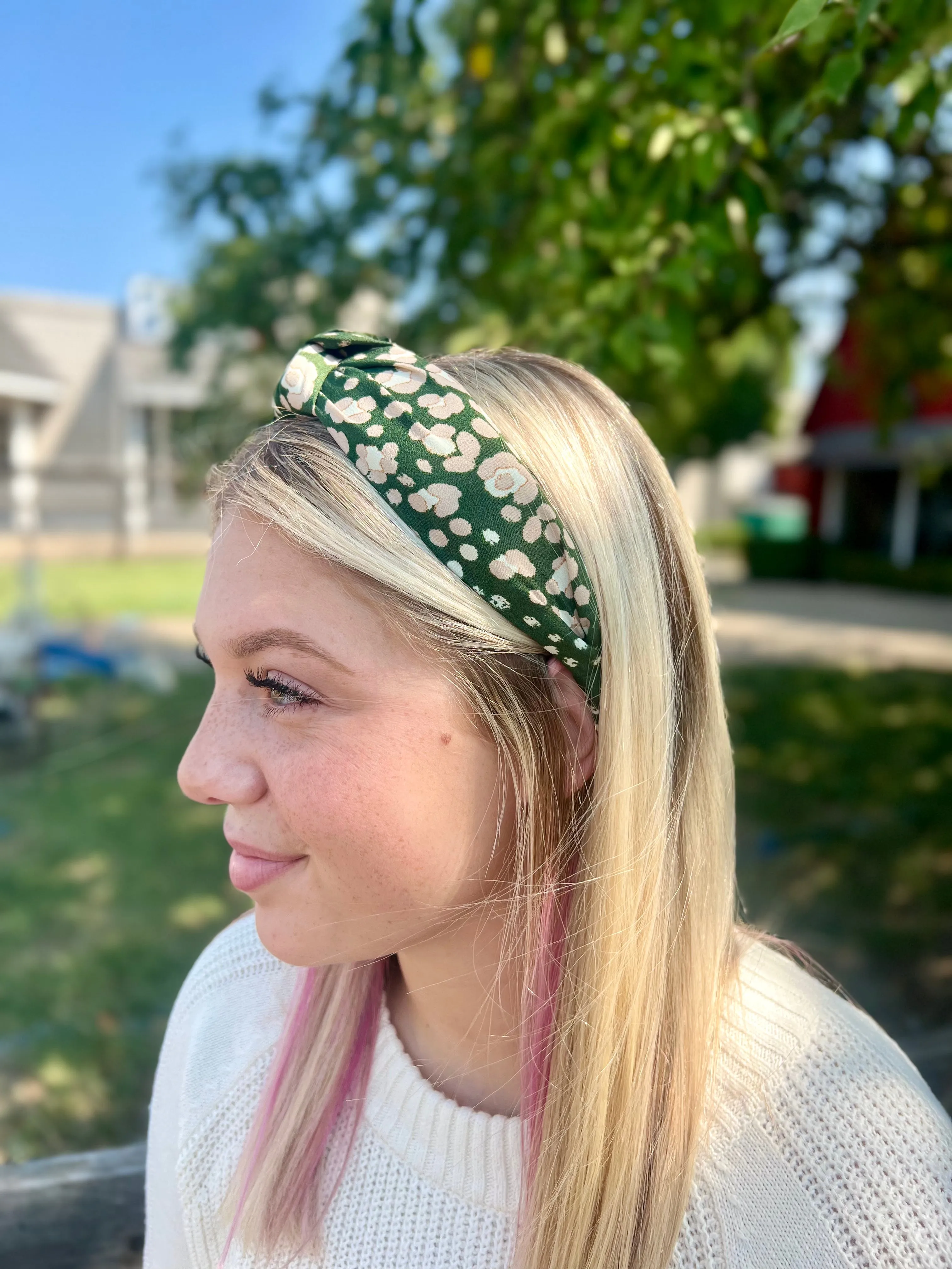 Green Knotted Floral Headband