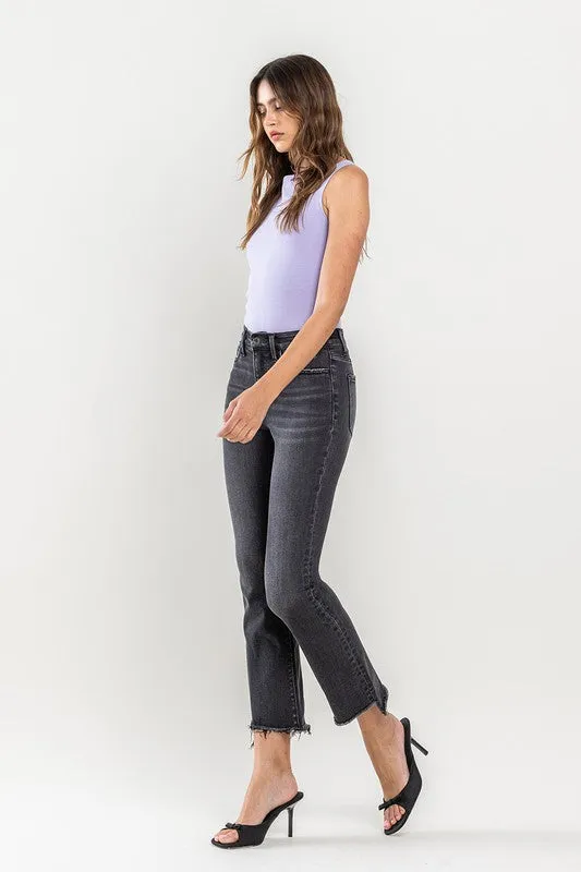 High Rise Raw Hem Crop Flare Jeans *Online Only*