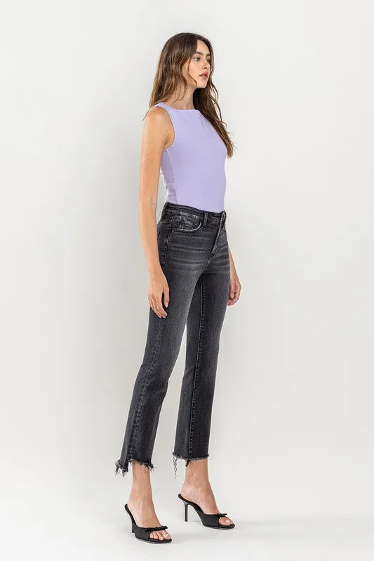 High Rise Raw Hem Crop Flare Jeans *Online Only*