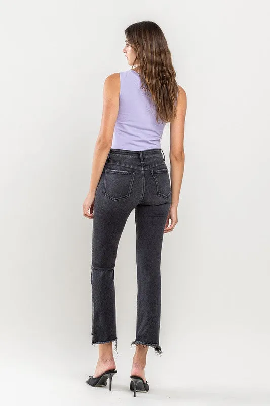 High Rise Raw Hem Crop Flare Jeans *Online Only*