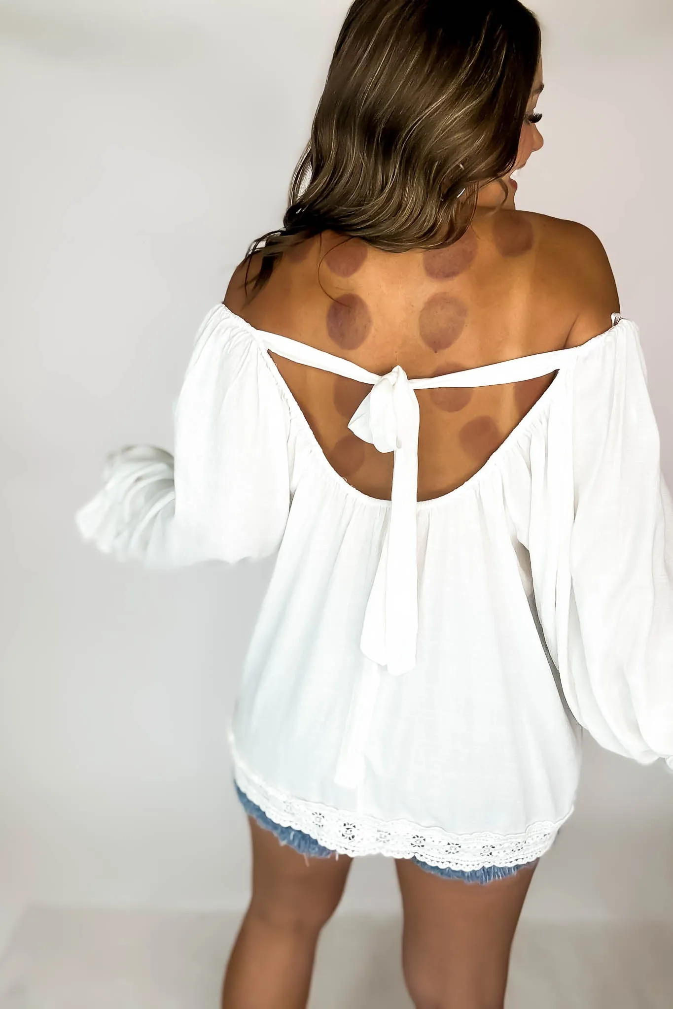 It's My Moment White Bow Back Blouse