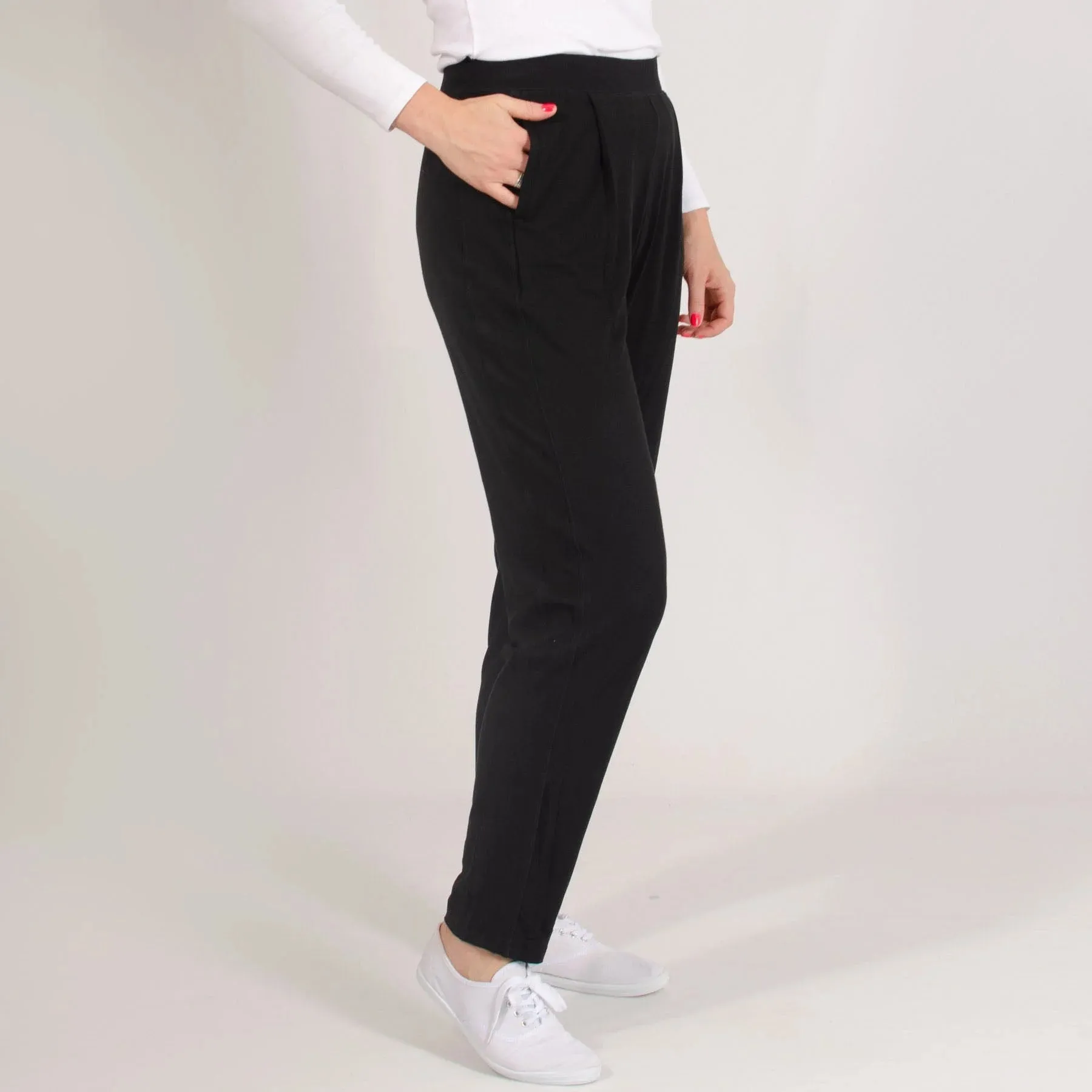 Jersey Pleat Front Tapered Trousers