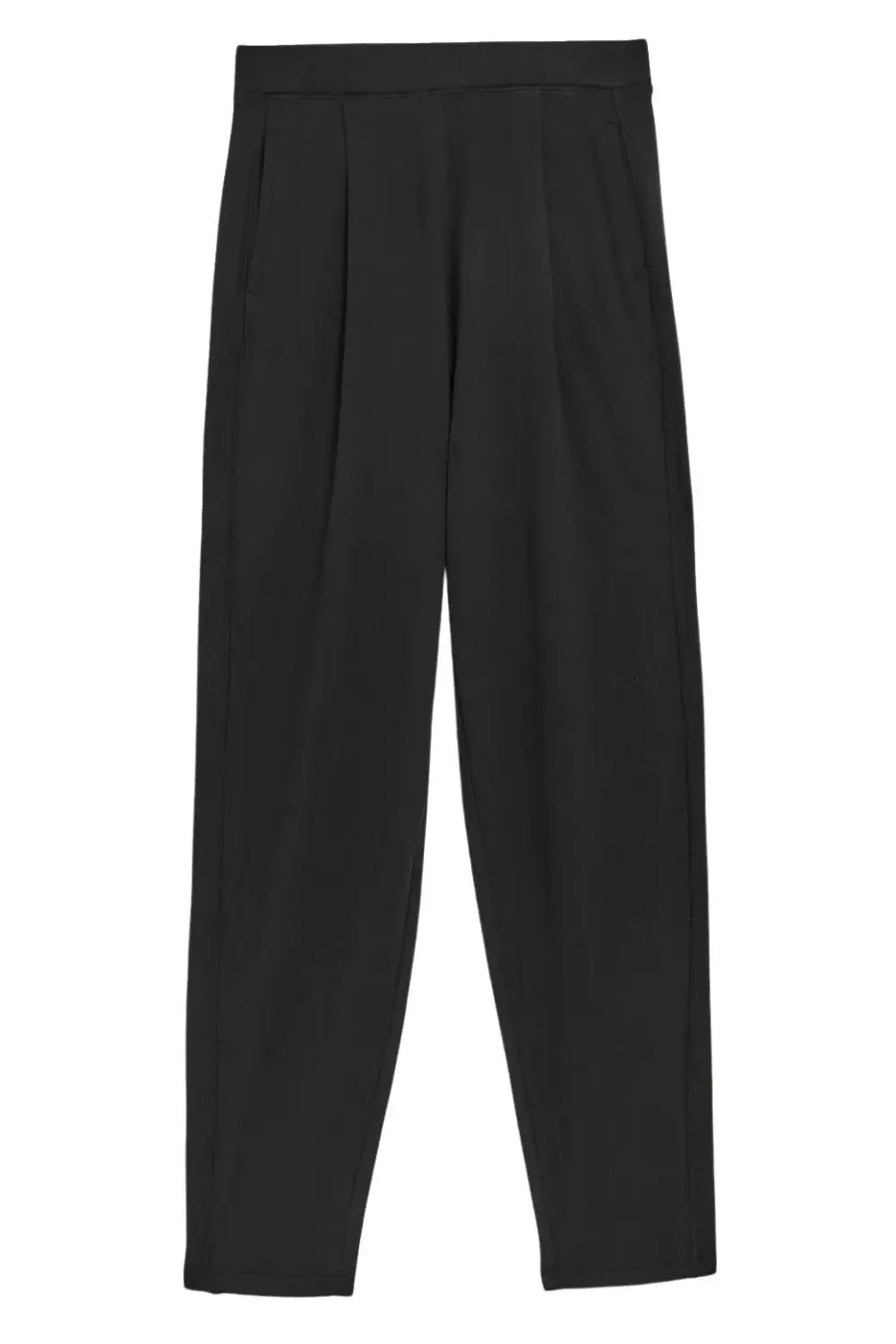 Jersey Pleat Front Tapered Trousers