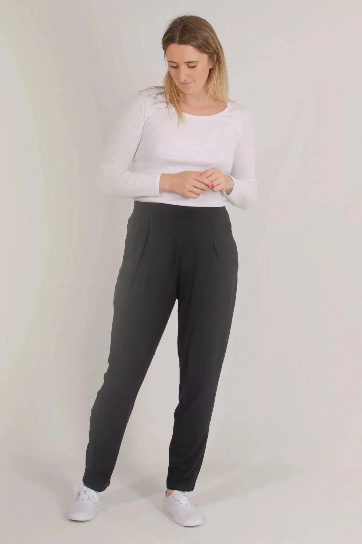 Jersey Pleat Front Tapered Trousers