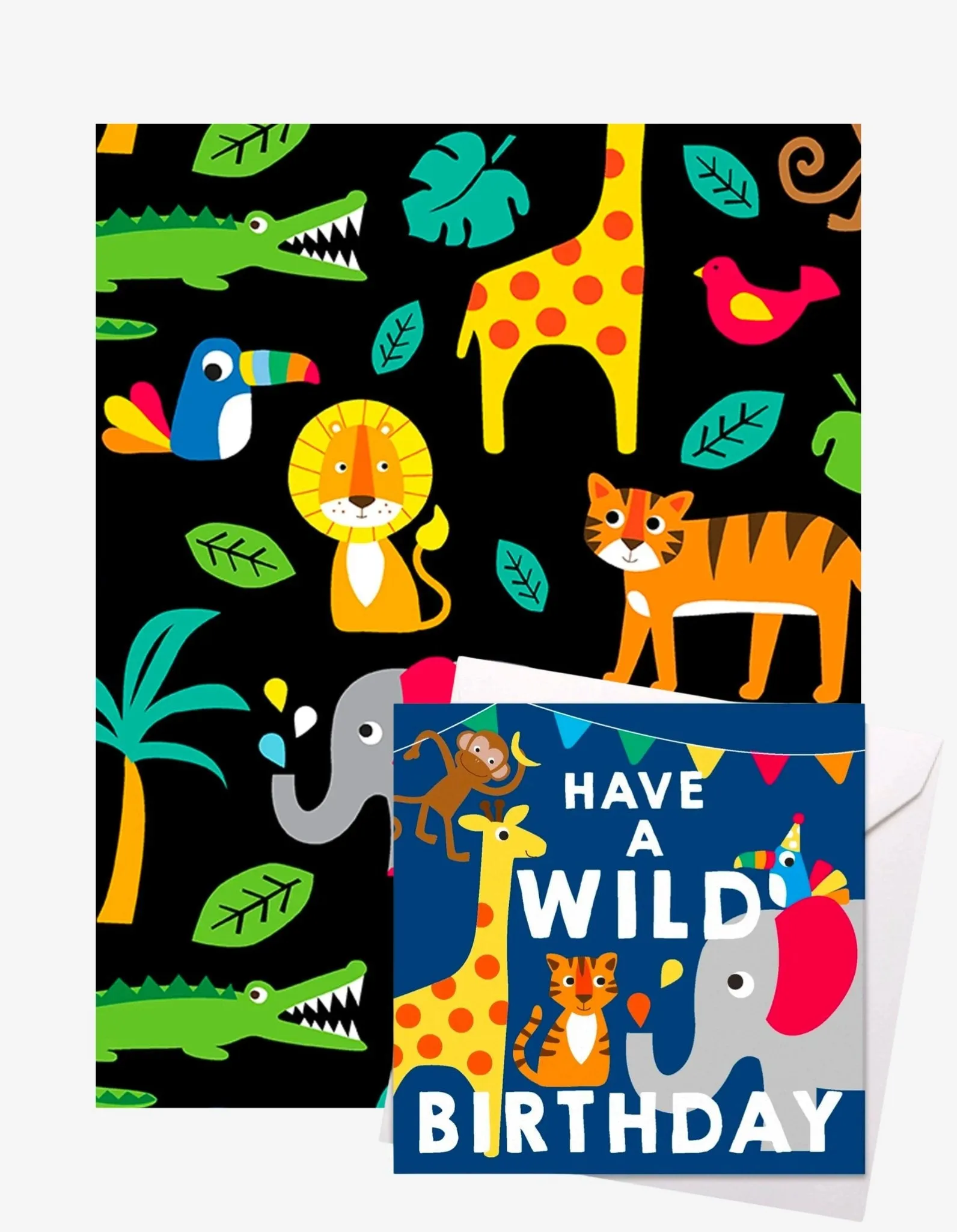 Jungle Gift Wrap   Personalised Card Bundle