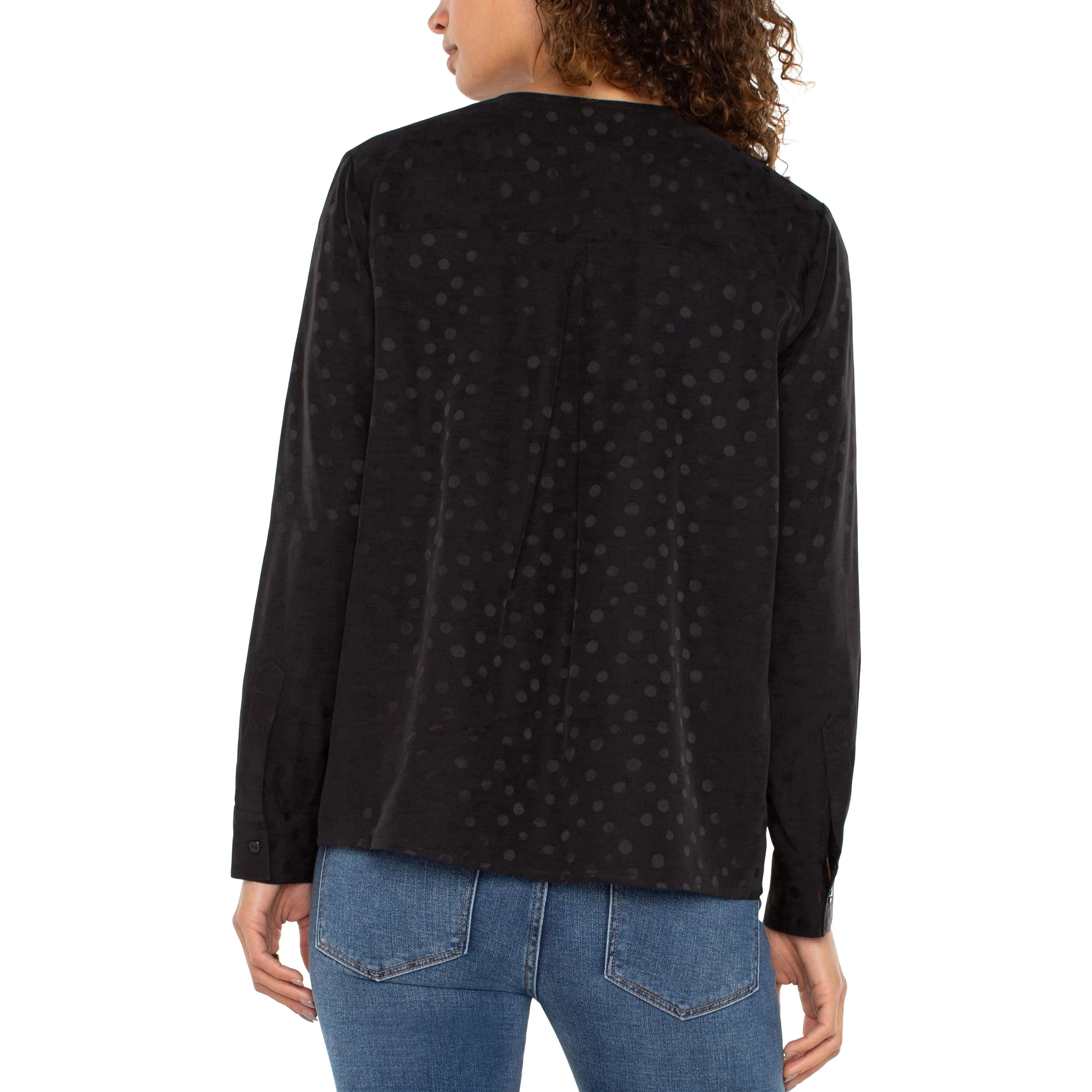 Long Sleeve Popover Woven Blouse