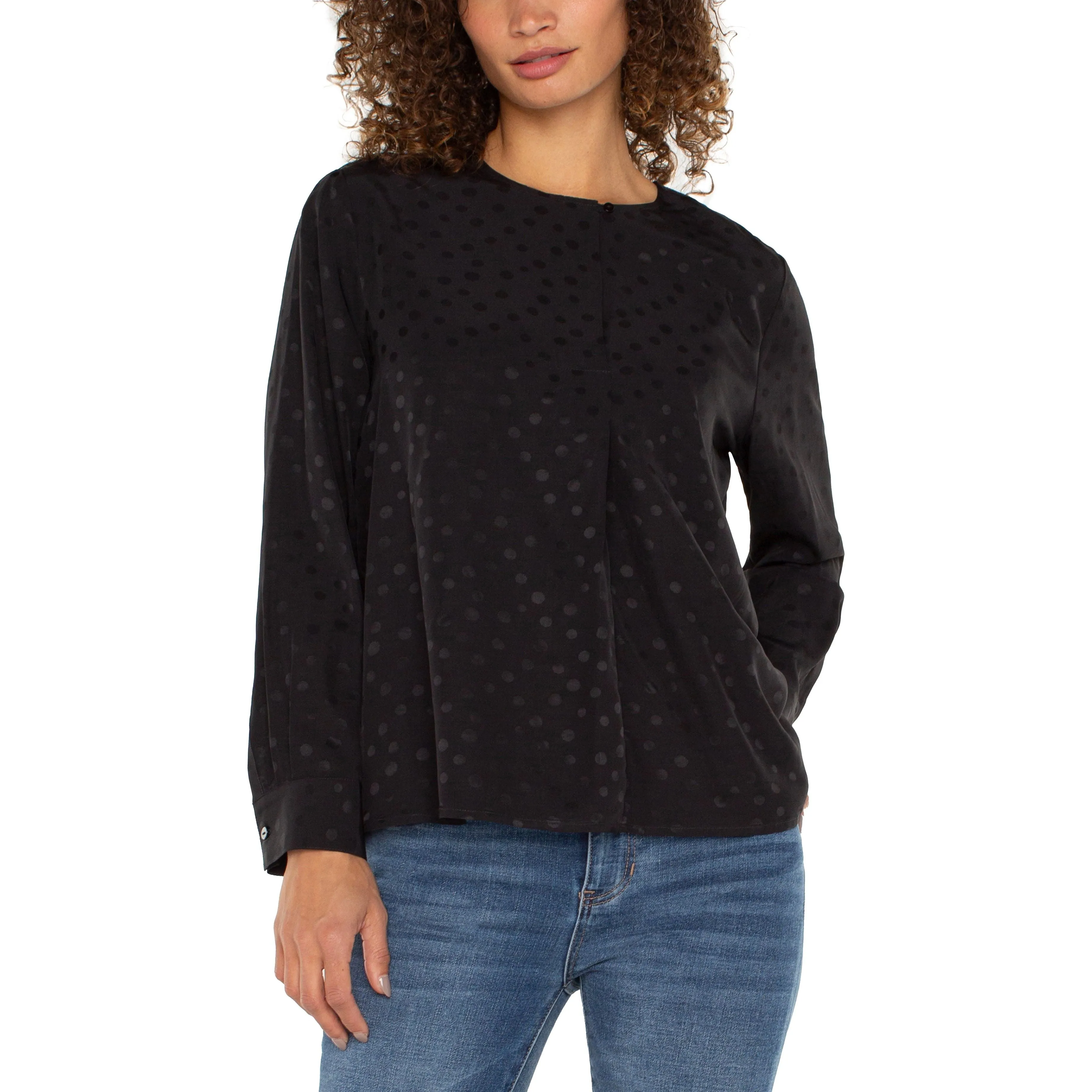 Long Sleeve Popover Woven Blouse